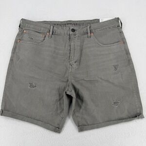 American Eagle AirFlex+ Gray Distressed Jean Shorts 38 NWT